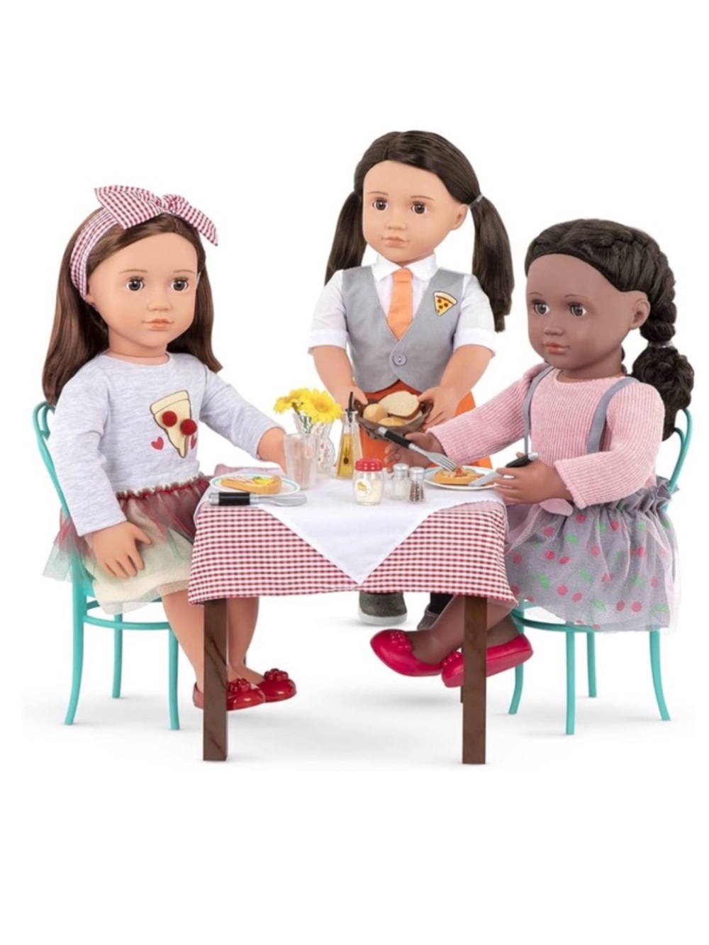 Our Generation Pizzeria Dining Table Set Pizza Restaurant Chairs American Girl